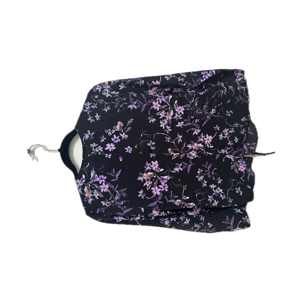 Express Black Floral Print Long Sleeve Wrap - Size M - Picture 2 of 7